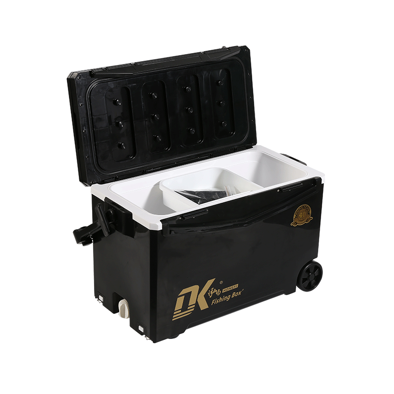 Caja enfriadora de pesca de agua de gran capacidad con respaldo de 40L, ruedas de hielo, plataforma elevable, caja de pesca