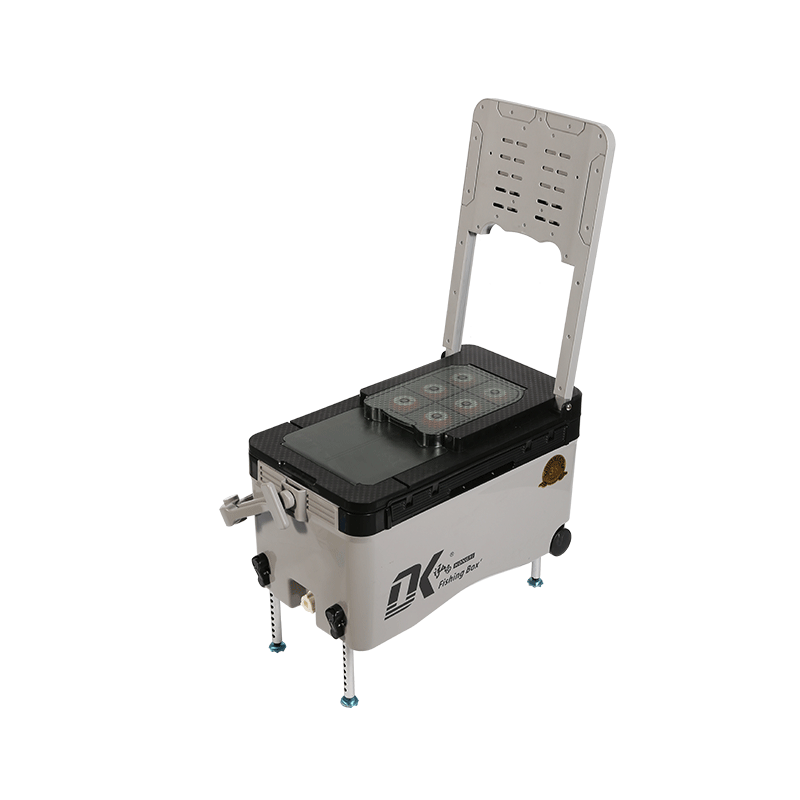 Respaldo de 38L Compartimentos de almacenamiento múltiples Caja enfriadora de pesca Caja de pesca con plataforma elevable de hielo