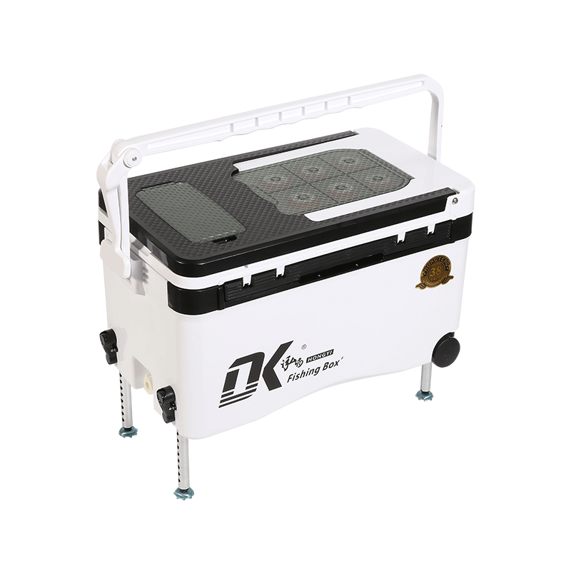 Respaldo de 38L Compartimentos de almacenamiento múltiples Caja enfriadora de pesca Caja de pesca con plataforma elevable de hielo